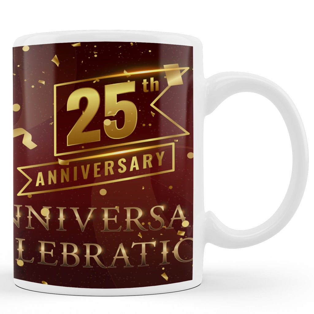 Printed Ceramic Coffee Mug | 25th Anniversary  | Anniversary  l |  325 Ml 